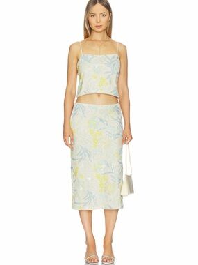 Baum und Pferdgarten Sequin pastel Floral Crop Top in Light Blue & Yellow